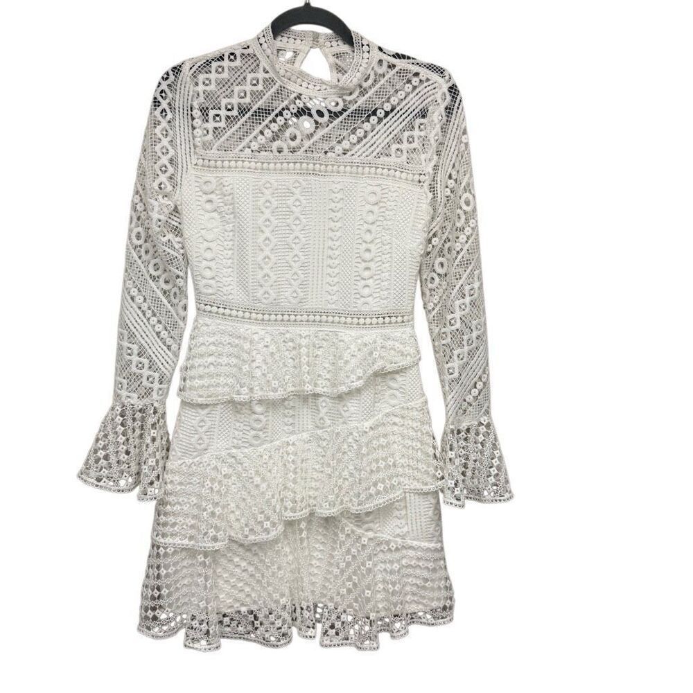 Two sisters lace long sleeve tiered mini dress size 4